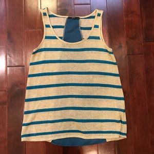 soprano Gold Striped Sleeveless Loose Tank Top XS